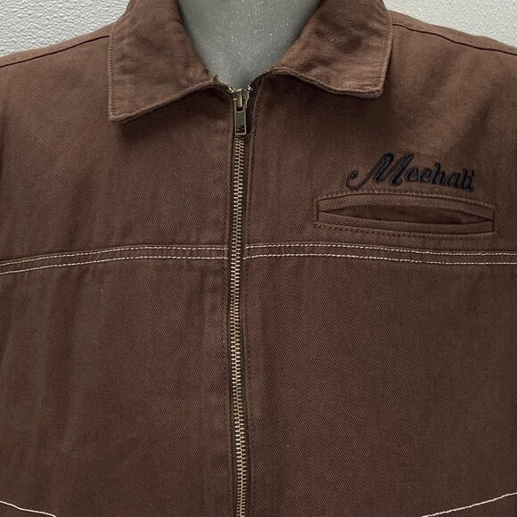 Mechali Men's Contrast Stitch Worker Jacket – Coffee Brown – Size S – NWT - Picture 12 of 13